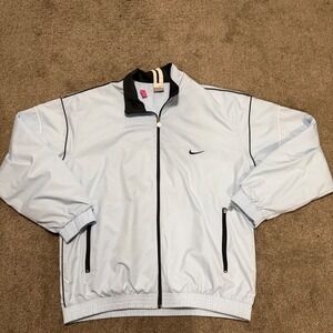 Mens‎ Nike Track Jacket Full Zip Light Blue Embroidered Swoosh Athletic Size L